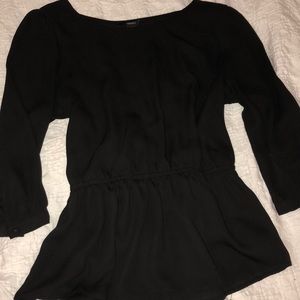 Black chiffon peplum top.